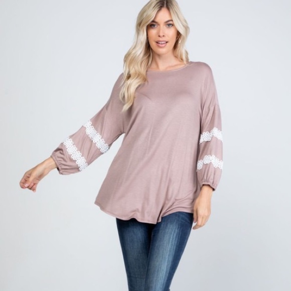 Crochet Sleeve Detail Drop Shoulder Tunic